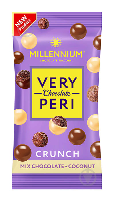 Драже Millennium Crunch у молочному та білому шоколаді з кокосом 30 г (Very Peri) - фото 1