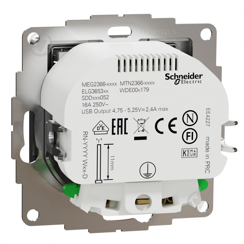 Розетка + USB с заземлением Schneider Electric Sedna Elements со шторками без крышки алюминий матированный SDD170052 - фото 3