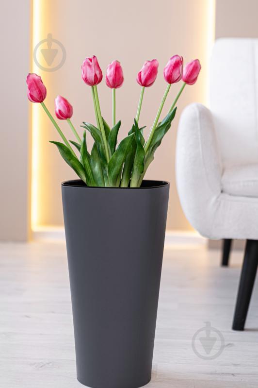 Горщик для квітів пластик Крокус 51 см круглий антрацит 11 л ММ-Пласт (K51an) - фото 3 Горщик для квітів пластик Крокус 51 см круглий антрацит 11 л ММ-Пласт (K51an) - фото 3