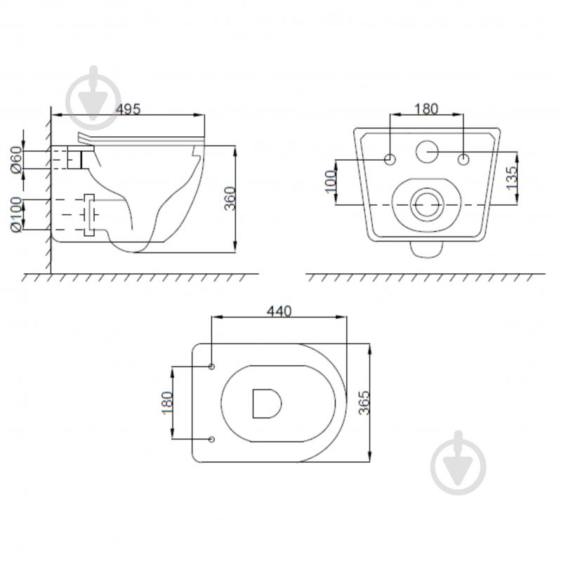 Унітаз підвісний Invena Tinos Rimless сидіння Duroplast SLIM soft-close CE-91-001 - фото 2