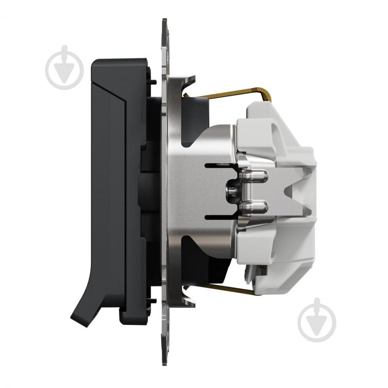 Розетка силова із заземленням Schneider Electric Sedna Design зі шторками з кришкою чорний SDD114024 - фото 8