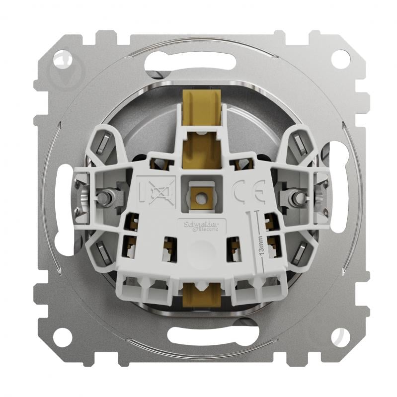 Розетка силова із заземленням Schneider Electric Sedna Design зі шторками без кришки алюміній SDD113022 - фото 4