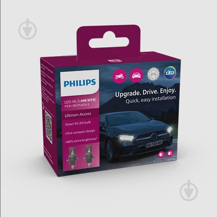 Автолампа светодиодная Philips комплект Ultinon Access +80% H4 20 Вт 2 шт.(PS 11342U2500CX) - фото 2