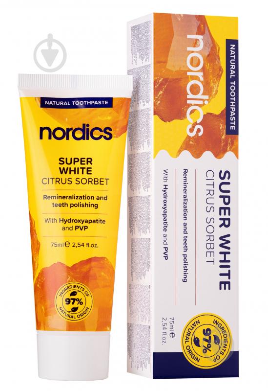 Зубная паста Nordics с реминерализующей формулой и гидроксиапатитом 75 мл - фото 1
