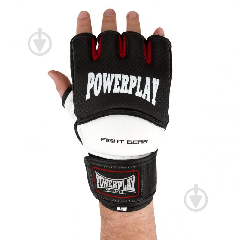 Рукавички для MMA PowerPlay р. XS 4,2oz PP_3075 чорний із білим - фото 6
