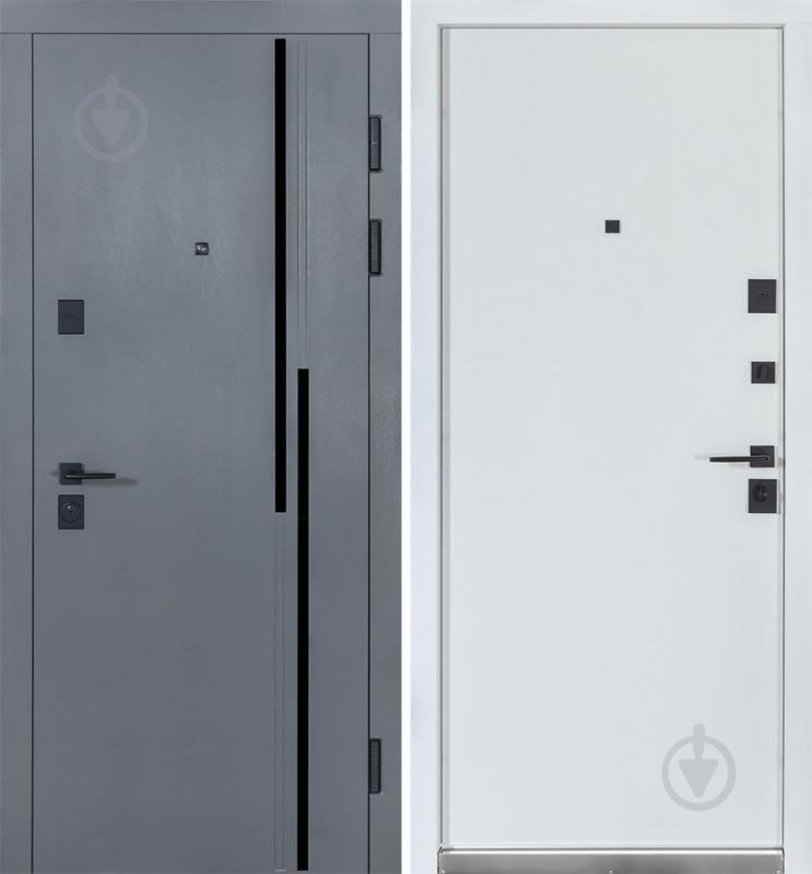 Двері вхідні Булат Термо Ультра (квадро) 567/гладка хром / білий матовий 2050x950 мм праві - фото 1