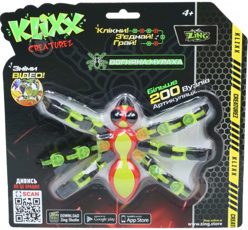 Іграшка Klixx Creaturez Fidget Вогняна мураха зелений із червоним KX120_A - фото 1