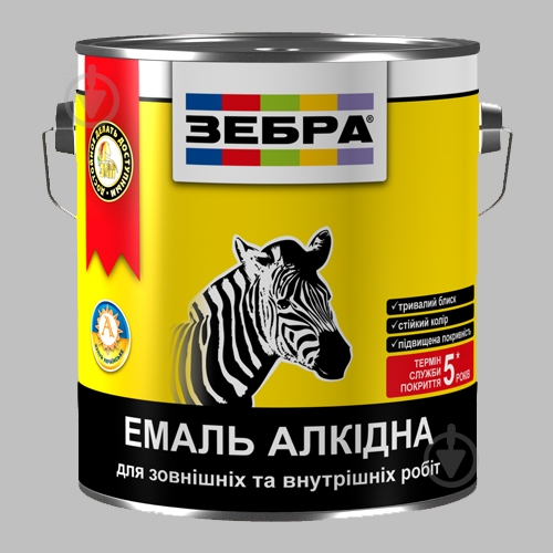 Емаль ZEBRA алкідна ПФ-116 16 світло-сірий глянець 12 кг - фото 2