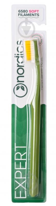 Зубная щетка Nordics Expert Curve 6580 зеленая желтая щетина мягкая - фото 1 Зубная щетка Nordics Expert Curve 6580 зеленая желтая щетина мягкая - фото 1