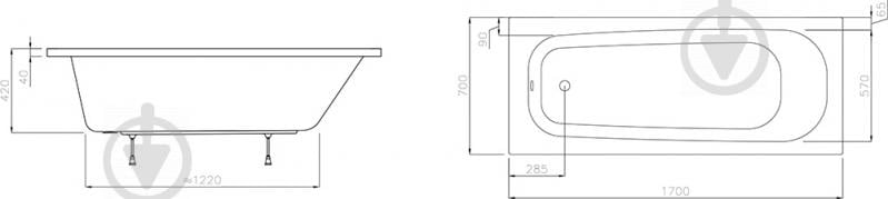 Ванна акриловая Ravak XAU0000040 170х70 см Septima - фото 3