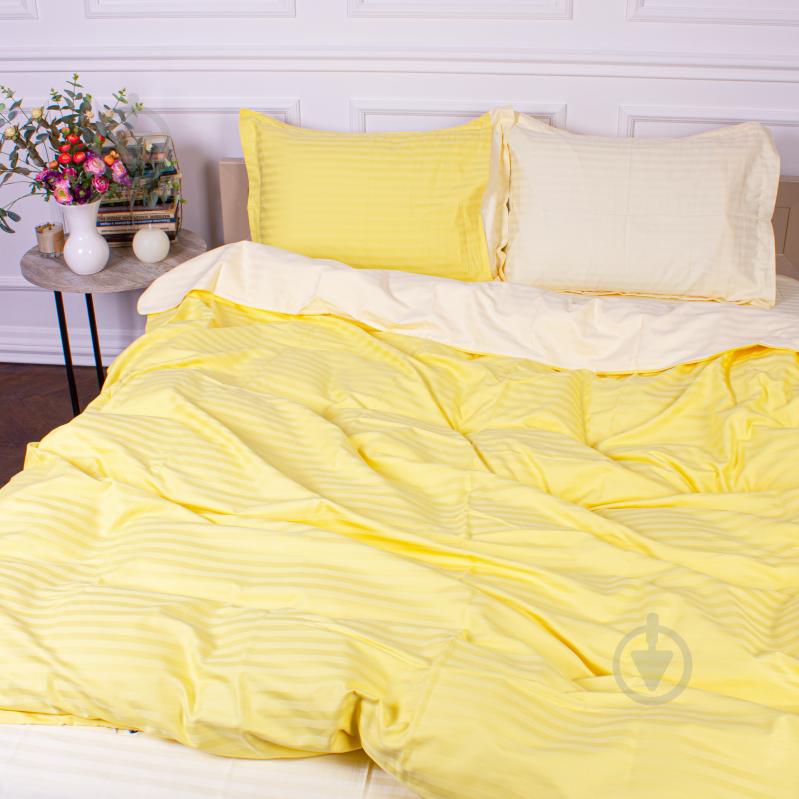 Комплект постельного белья Satin Stripe 30-0003+30-0002 Bathild 2х160х220 см желтый/бежевый MirSon - фото 4 Комплект постельного белья Satin Stripe 30-0003+30-0002 Bathild 2х160х220 см желтый/бежевый MirSon - фото 4