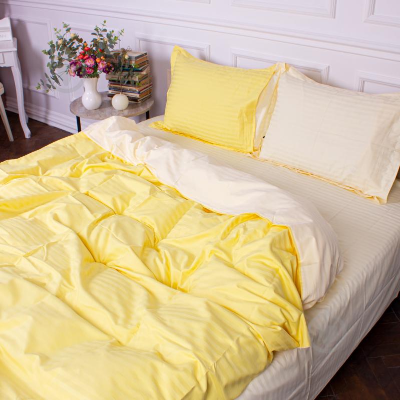 Комплект постельного белья Satin Stripe 30-0003+30-0002 Bathild 2х160х220 см желтый/бежевый MirSon - фото 5 Комплект постельного белья Satin Stripe 30-0003+30-0002 Bathild 2х160х220 см желтый/бежевый MirSon - фото 5