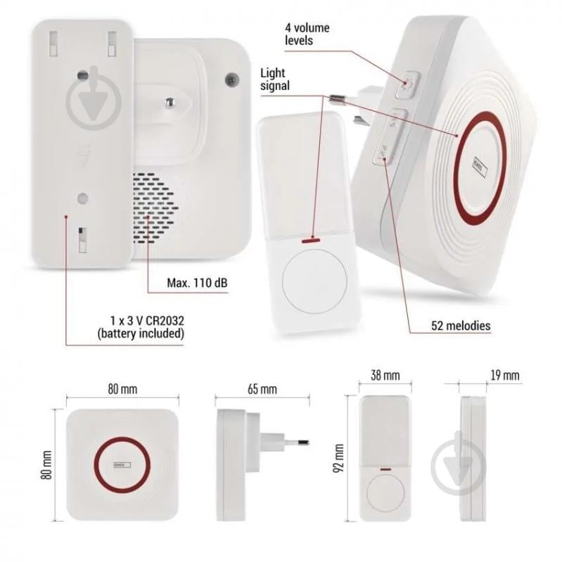 Дзвінок дверний Emos розумний бездротовий Wi-Fi білий P5735WS - фото 9