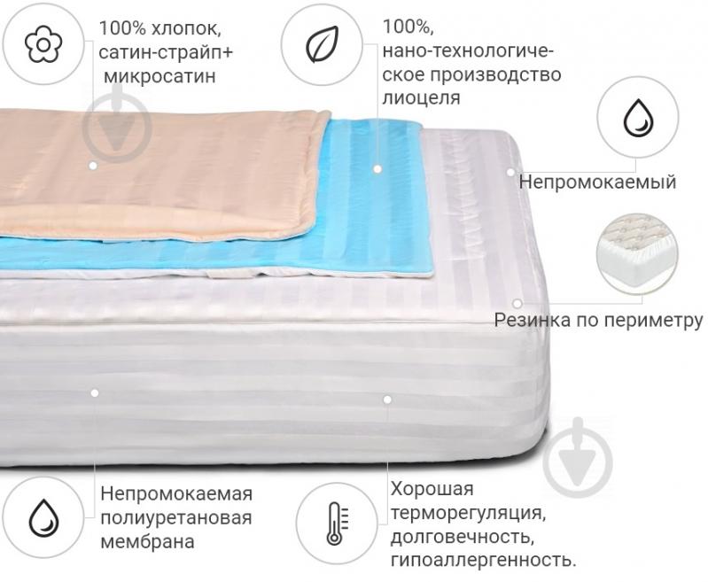 Наматрацник MirSon Valentino Тенсель (Modal) Waterproof 318/1 водонепроникний з резинкою по периметру 26х180x200 см - фото 2