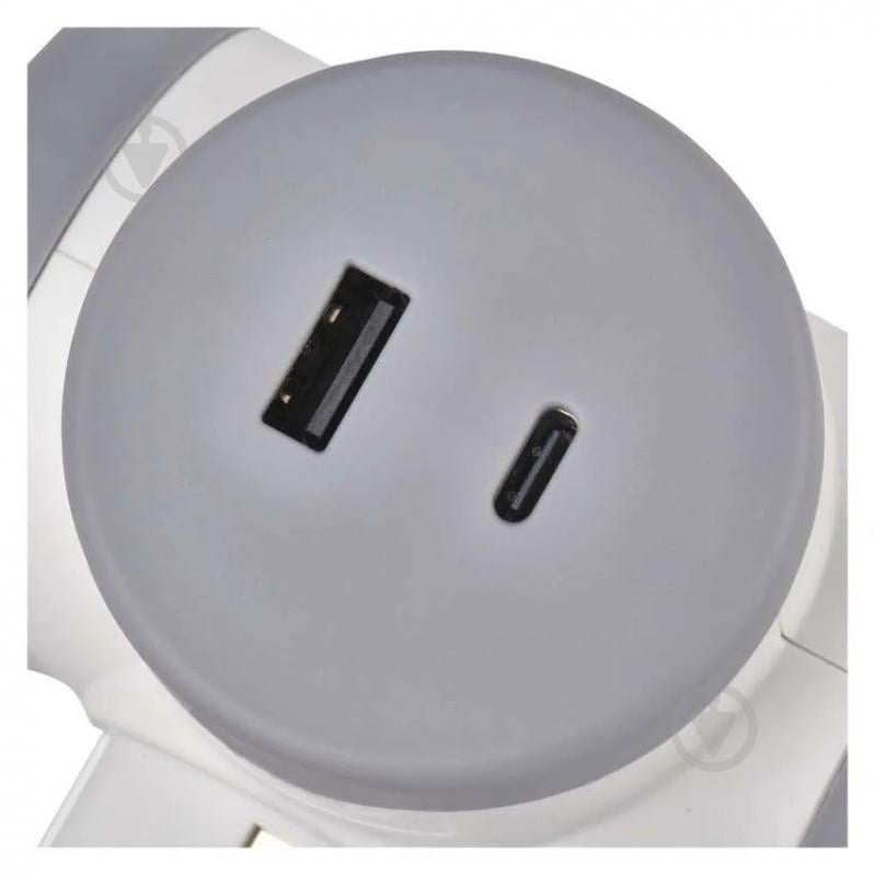 Адаптер-разветвитель Emos сетевой 1xUSB-A 1xUSB-C 2 гн. бело-серый P0077PD - фото 6