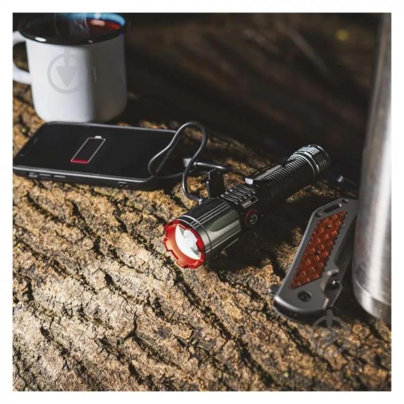 Ліхтар акумуляторний Emos Li-Ion 2200 mAh метал фокус 1200 Lm чорний P3121 - фото 2