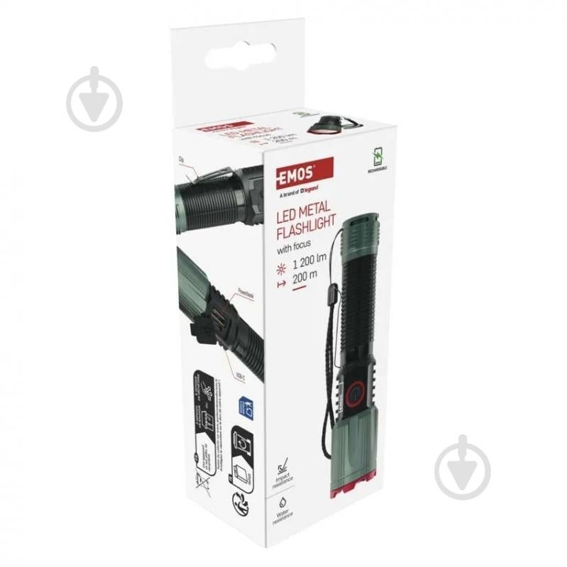 Ліхтар акумуляторний Emos Li-Ion 2200 mAh метал фокус 1200 Lm чорний P3121 - фото 9