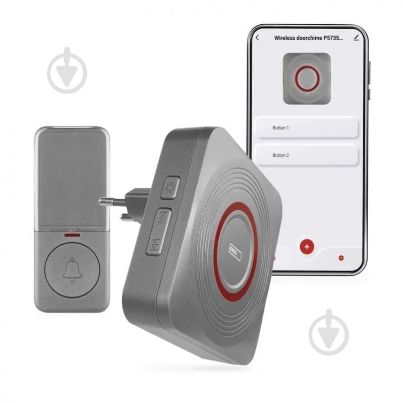 Дзвінок дверний Emos розумний бездротовий Wi-Fi світло-сірий P5735SS - фото 1
