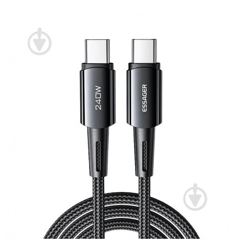 Кабель Essager Sunset Type C to Type C 240W Data cable 2 м Dark Grey (EXCTT3-CGA0G-P) 2 м чорний (EXCTT3-CGA0G-P) - фото 1