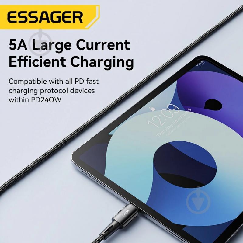 Кабель Essager Sunset Type C to Type C 240W Data cable 2 м Dark Grey (EXCTT3-CGA0G-P) 2 м чорний (EXCTT3-CGA0G-P) - фото 8