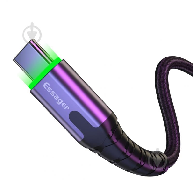 Кабель Essager LED Light USB Charging & Data Cable Type-C 3A 1 м чорний (EXCT-XG0G) - фото 2