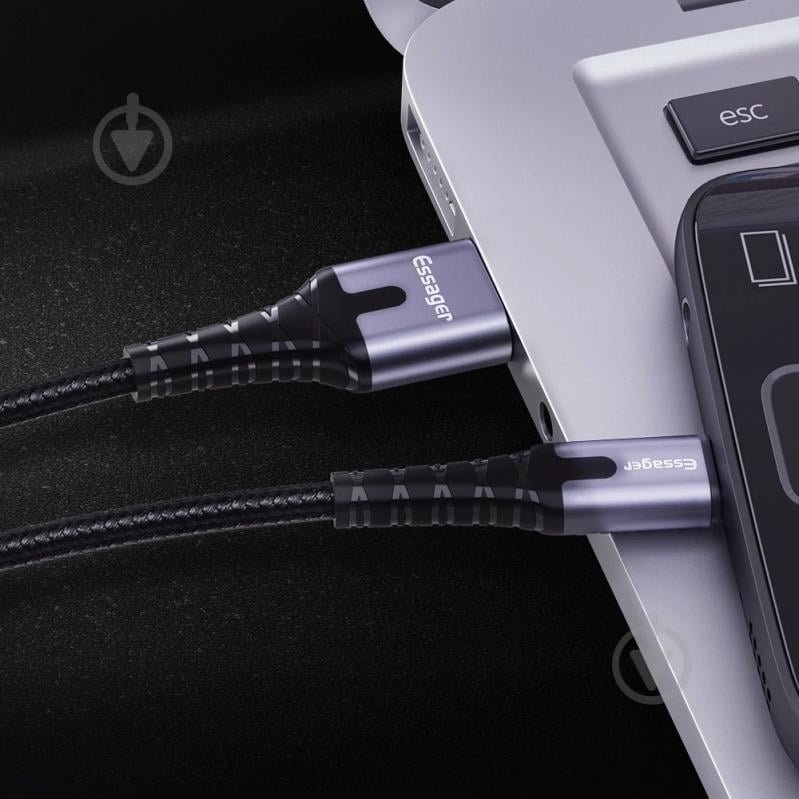 Кабель Essager LED Light USB Charging & Data Cable Type-C 3A 1 м чорний (EXCT-XG0G) - фото 4