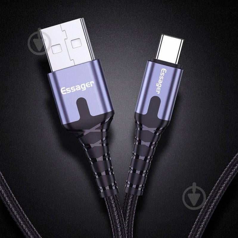 Кабель Essager LED Light USB Charging & Data Cable Type-C 3A 1 м чорний (EXCT-XG0G) - фото 5