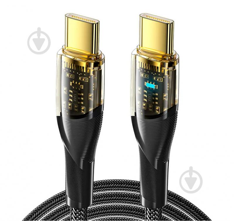 Кабель Essager Interstellar Transparent Design USB Charging Cable Type C to Type C 1 м чорний (EXCTT-XJ01-P) - фото 1