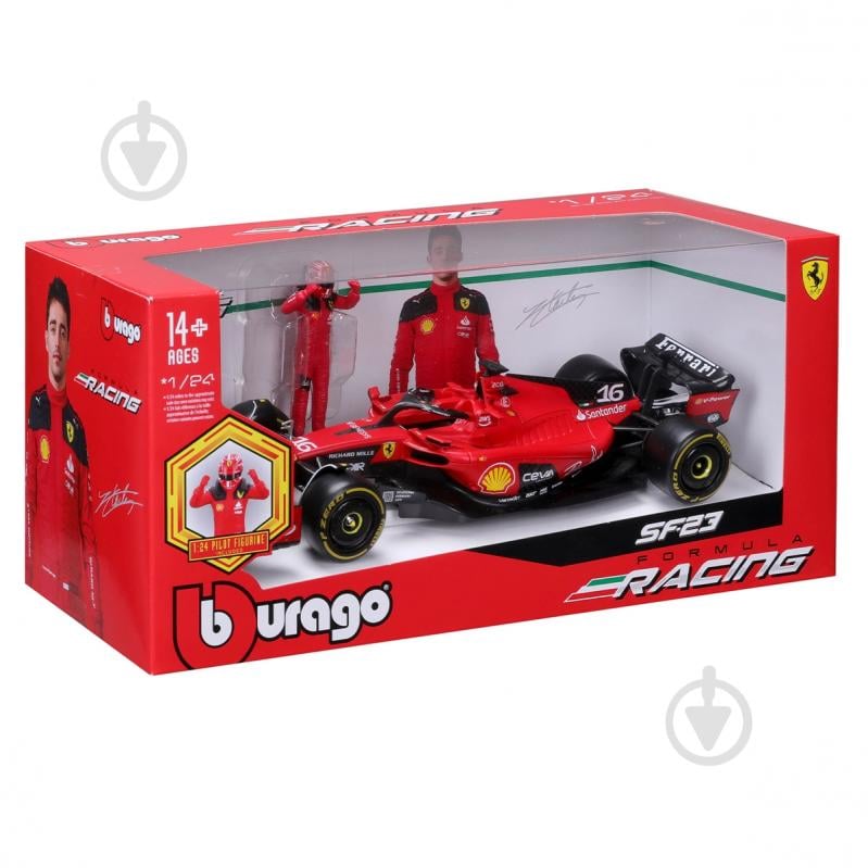 Автомодель Bburago 1:24 з фігуркою Ferrari SF-23 18-26809 - фото 8 Автомодель Bburago 1:24 з фігуркою Ferrari SF-23 18-26809 - фото 8