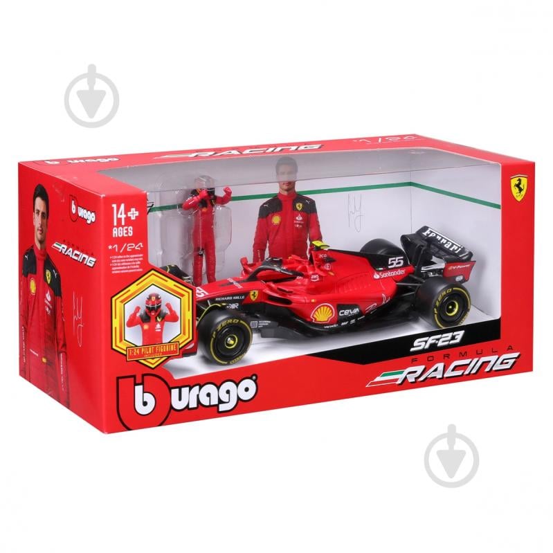 Автомодель Bburago 1:24 з фігуркою Ferrari SF-23 18-26809 - фото 11 Автомодель Bburago 1:24 з фігуркою Ferrari SF-23 18-26809 - фото 11