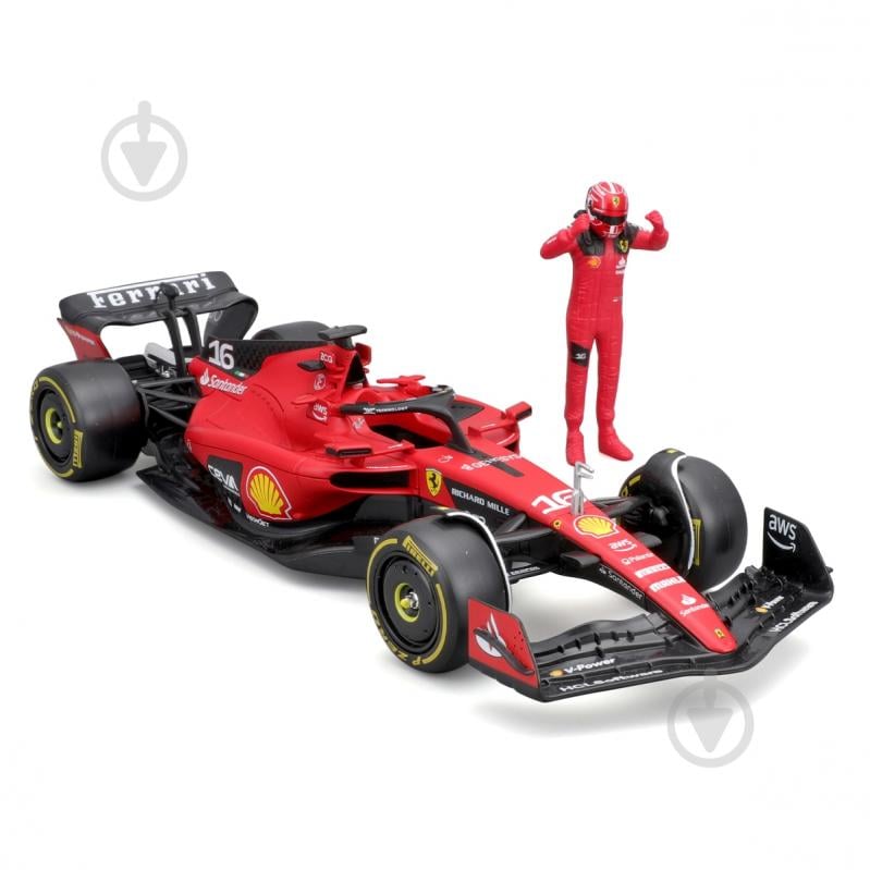 Автомодель Bburago 1:24 з фігуркою Ferrari SF-23 18-26809 - фото 4 Автомодель Bburago 1:24 з фігуркою Ferrari SF-23 18-26809 - фото 4