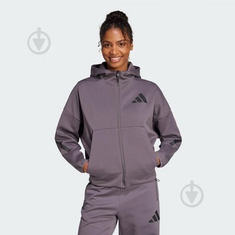 Джемпер Adidas W Z.N.E. FZ JD5985 р.XL серый - фото 1 Джемпер Adidas W Z.N.E. FZ JD5985 р.XL серый - фото 1