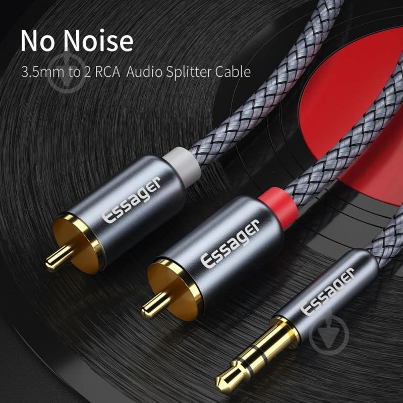 Кабель акустичний Essager Monster RCA Audio Cable Jack 3.5 to 2 RCA Cable 3.5mm Jack to 2RCA Male Splitt - фото 6