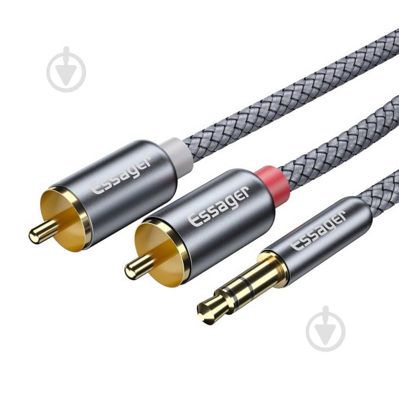 Кабель акустичний Essager Monster RCA Audio Cable Jack 3.5 to 2 RCA Cable 3.5mm Jack to 2RCA Male Splitt - фото 3