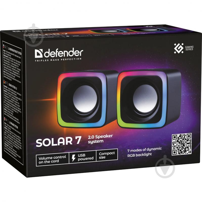 Акустическая система Defender Solar 7 2.0 black 6Вт, RGB подсветка, USB - фото 9