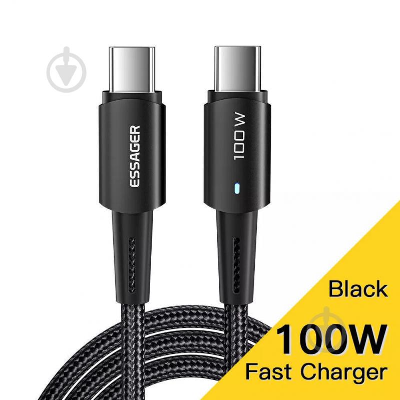 Кабель Essager Sunset 100W USB charging&data cable Type-C to Type-C 0,5 м чорний (EXCTT1-CGB01) - фото 2