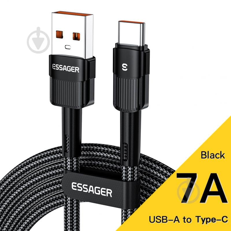 Кабель Essager Star Type-C to USB 7A Cable 3 м чорний (EXCT-XCC01) - фото 2