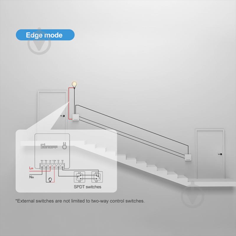 Контроллер умного дома 1-канальный переключатель Sonoff WiFi MINIR2, 2200W белый - фото 6