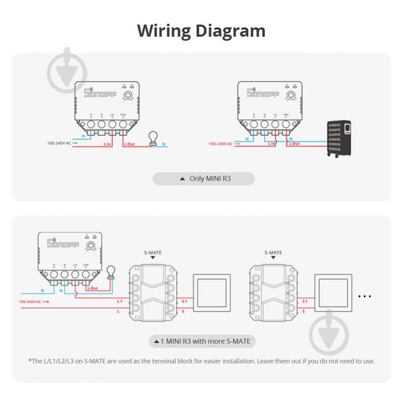 Умное реле-переключатель 1-канальный переключатель Sonoff WiFi MINIR3, 3500W белый - фото 6
