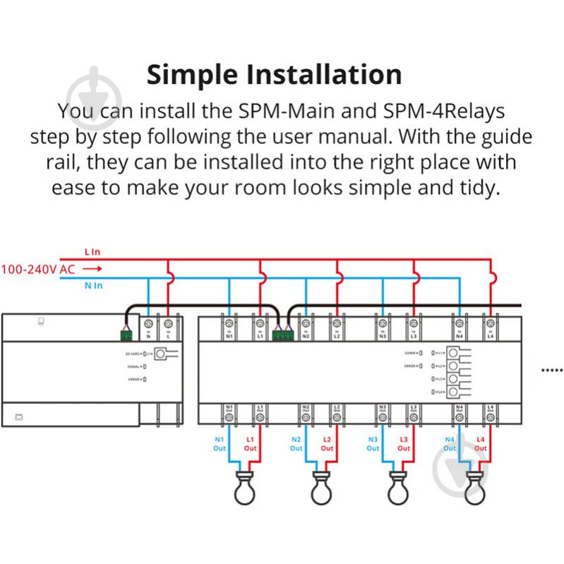 Умное реле Sonoff SPM 4 реле белый - фото 6