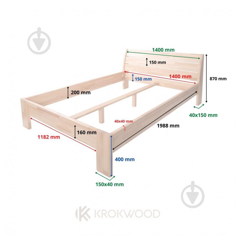 Кровать KROKWOOD Alisa 1,2 с ламелями 120x200 см бук - фото 2