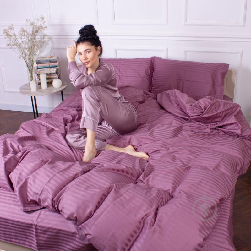 Комплект постільної білизни Satin Stripe 30-0008 Smoky Pink 220х240 см King Size темно-рожевий MirSon - фото 2