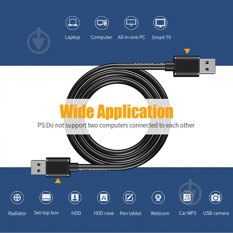 Кабель Essager USB Extension Cable USB 3.0 Male to Male 5 Gbps speed 1 м чорний (EXCAA-YT01) - фото 4