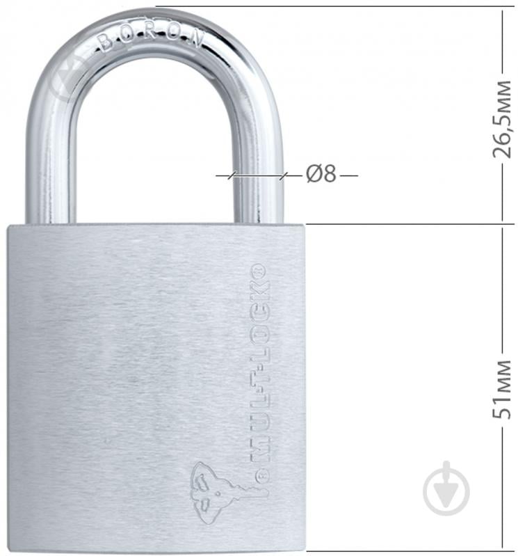 Замок навесной Mul-T-Lock G47 INTEGRATOR 2KEY 26.5 мм 8 мм открытый (амбарный) - фото 4