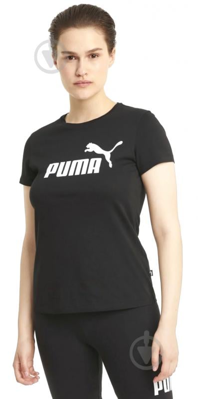 Футболка Puma ESS LOGO TEE PUMA BLACK 58677401 р.S черный - фото 1