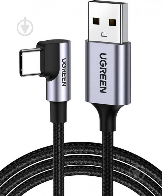 Кабель UGREEN US284 USB 2.0 to Angled USB Type-C Cable Aluminum Shell with Braided 3A 0,5 м чорний (50940) - фото 1