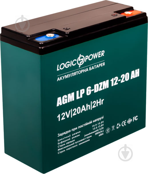 Акумулятор свинцево-кислотний LogicPower LP 6-DZM-20 - фото 1