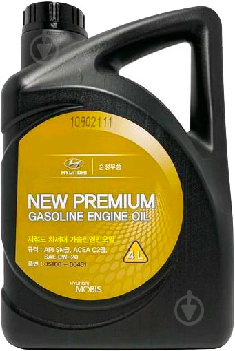 Моторне мастило Mobis New Premium Gasoline 0W-20 4 л (05100-00461) - фото 1