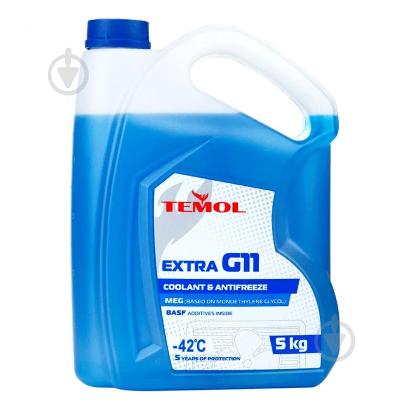 Антифриз TEMOL Antifreeze Extra G11 от -40 до +110 5 л синий - фото 1