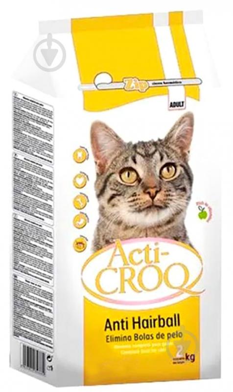 Корм сухий ActiCROQ Anti Hairball для дорослих котів курка 2 кг - фото 1